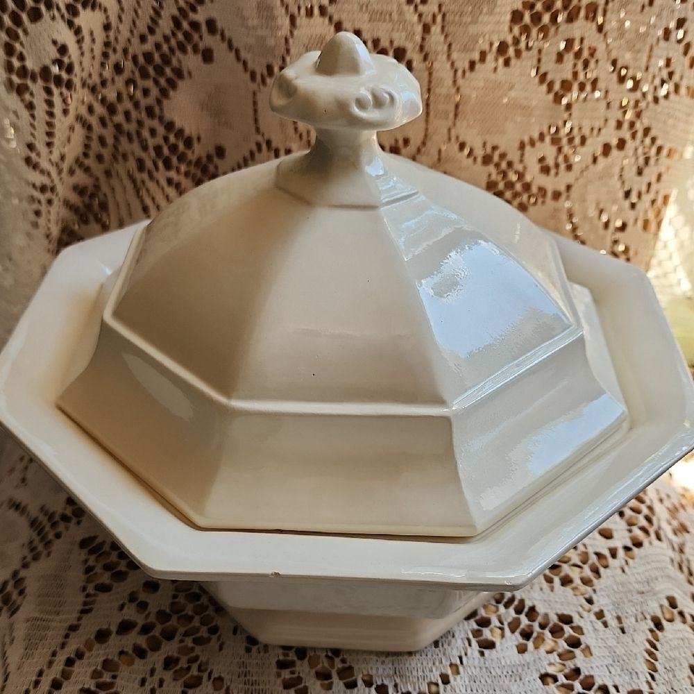 Vintage Octagonal Covered Soup Tureen/Orchid Planter